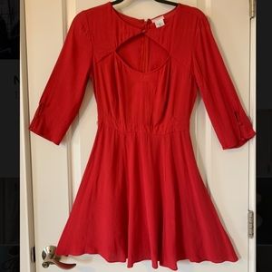 Red A-line cutout dress